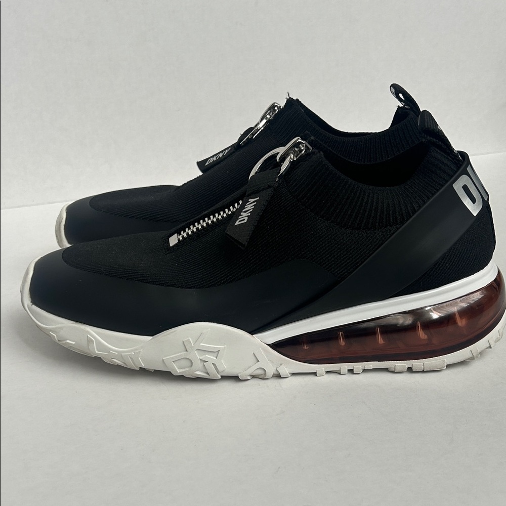 DKNY Black and White Zipper Sneakers